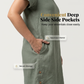 Damen Casual Leinen-Baumwollkleid mit Taschen