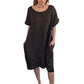 Damen Casual Leinen-Baumwollkleid mit Taschen