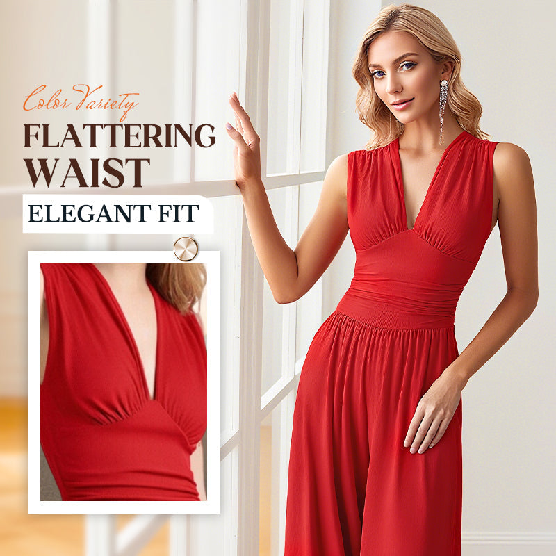 👗 50% RABATT! 🌞 Der Wow-Jumpsuit "Confidence" – Tiefer V-Ausschnitt & figurschmeichelnde Silhouette – perfekt für Frühling und besondere Anlässe ✨