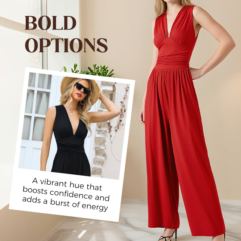 👗 50% RABATT! 🌞 Der Wow-Jumpsuit "Confidence" – Tiefer V-Ausschnitt & figurschmeichelnde Silhouette – perfekt für Frühling und besondere Anlässe ✨