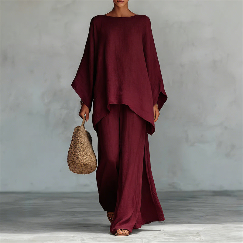 🛍️ Damenset: Langes Oberteil & weite Hose