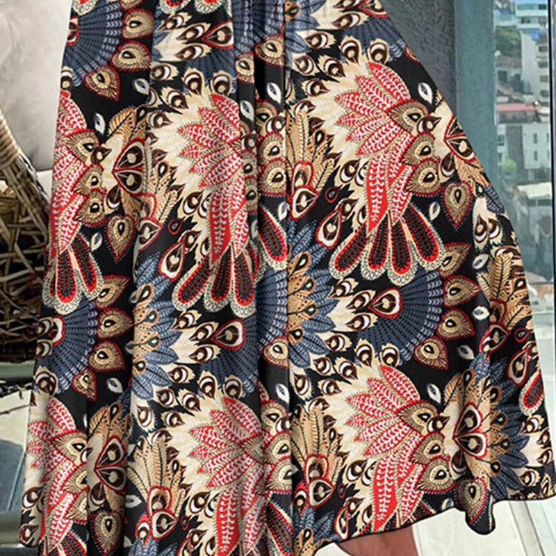 Modischer Rock mit Blumendruck und hoher Taille für Frauen