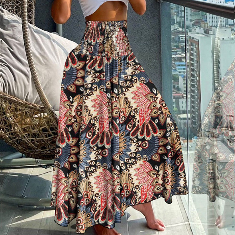 Modischer Rock mit Blumendruck und hoher Taille für Frauen