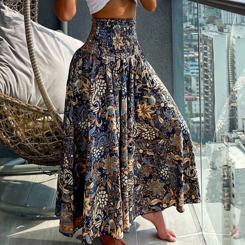 Modischer Rock mit Blumendruck und hoher Taille für Frauen