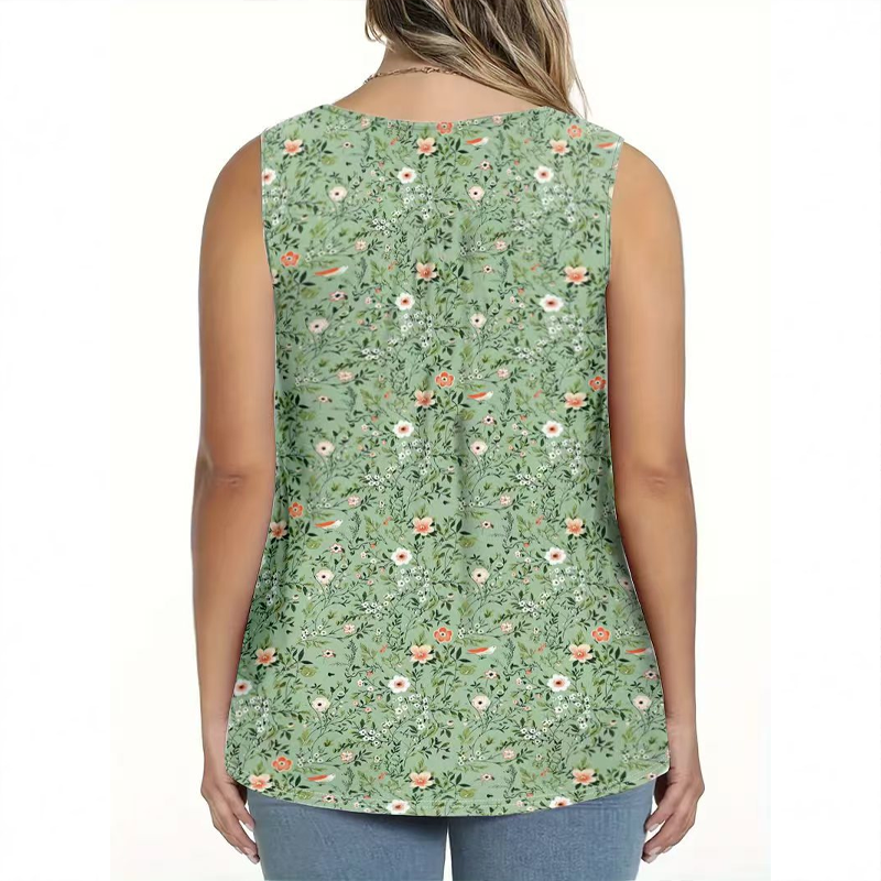 🌸 Ärmelloses Top mit Print & Knöpfen für Damen – Leichter Stoff, Lässiger Look & Perfekt Für Warme Tage ☀️