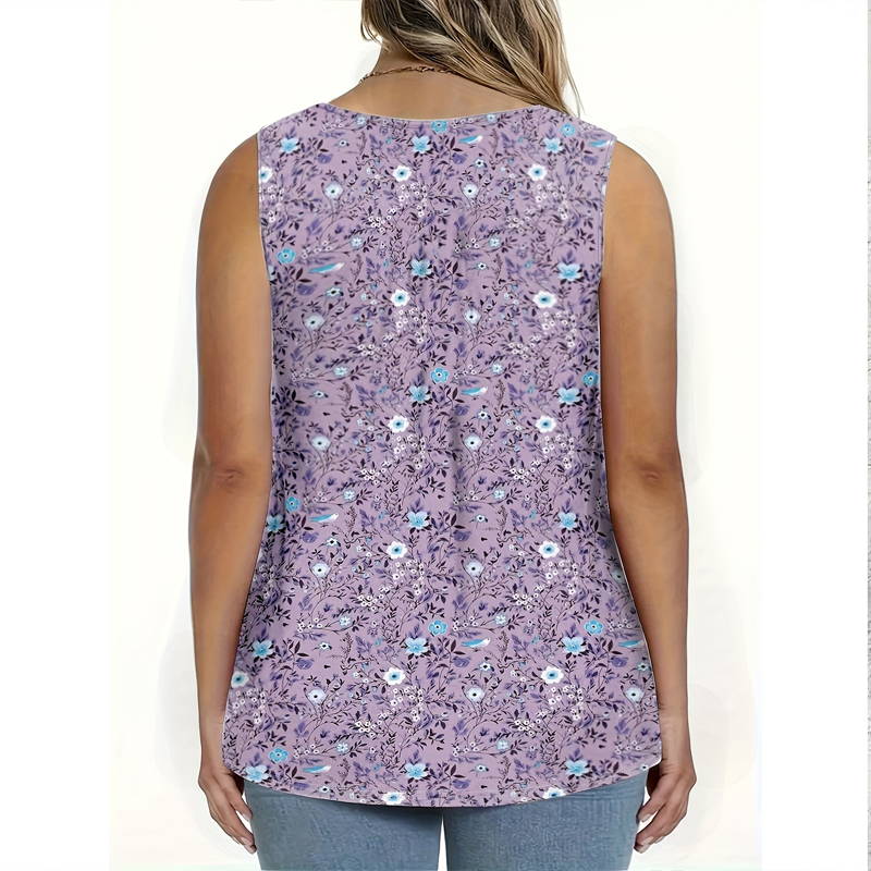 🌸 Ärmelloses Top mit Print & Knöpfen für Damen – Leichter Stoff, Lässiger Look & Perfekt Für Warme Tage ☀️