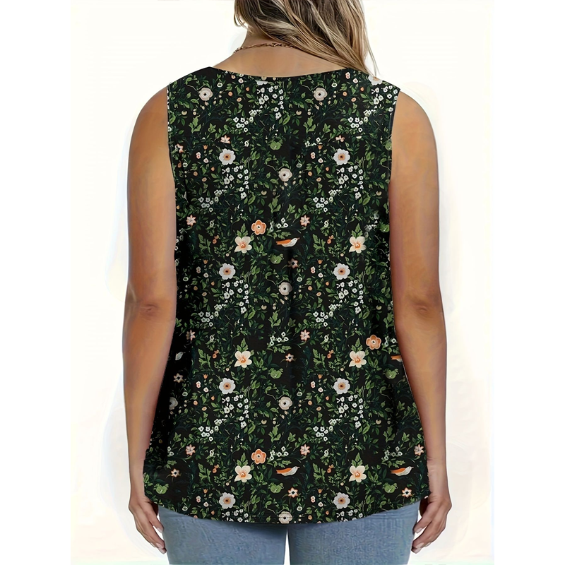 🌸 Ärmelloses Top mit Print & Knöpfen für Damen – Leichter Stoff, Lässiger Look & Perfekt Für Warme Tage ☀️