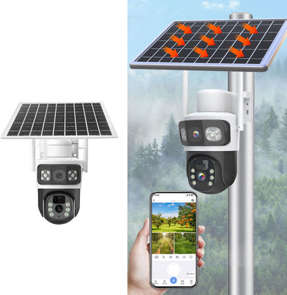 📹 50% RABATT! ☀️ Solarbetriebene Überwachungskamera mit Akku – Dual-Objektiv, 3-Geteiltes Bild & HD-Nachtsicht, Per App Steuerbar Für Maximale Sicherheit 🔭