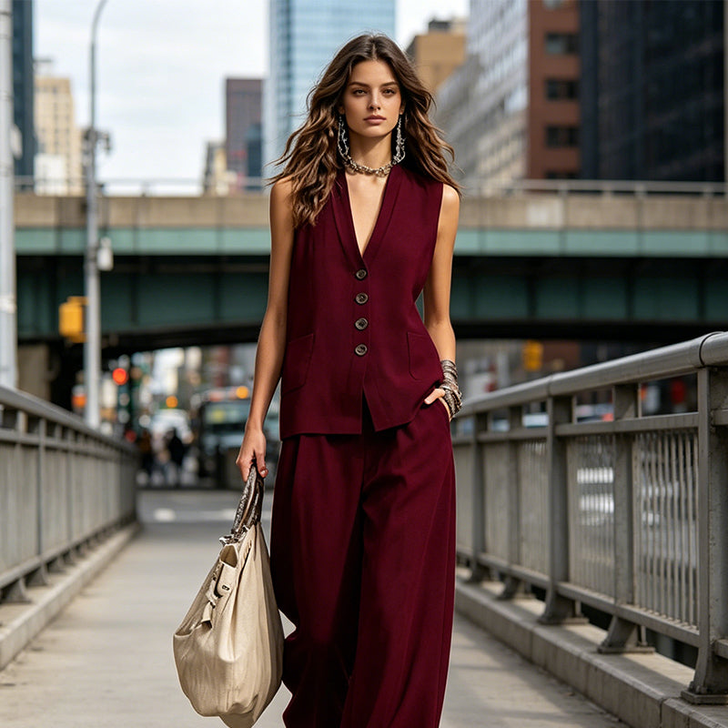 2-teiliges Set aus ärmellosem Top und Hose für Damen