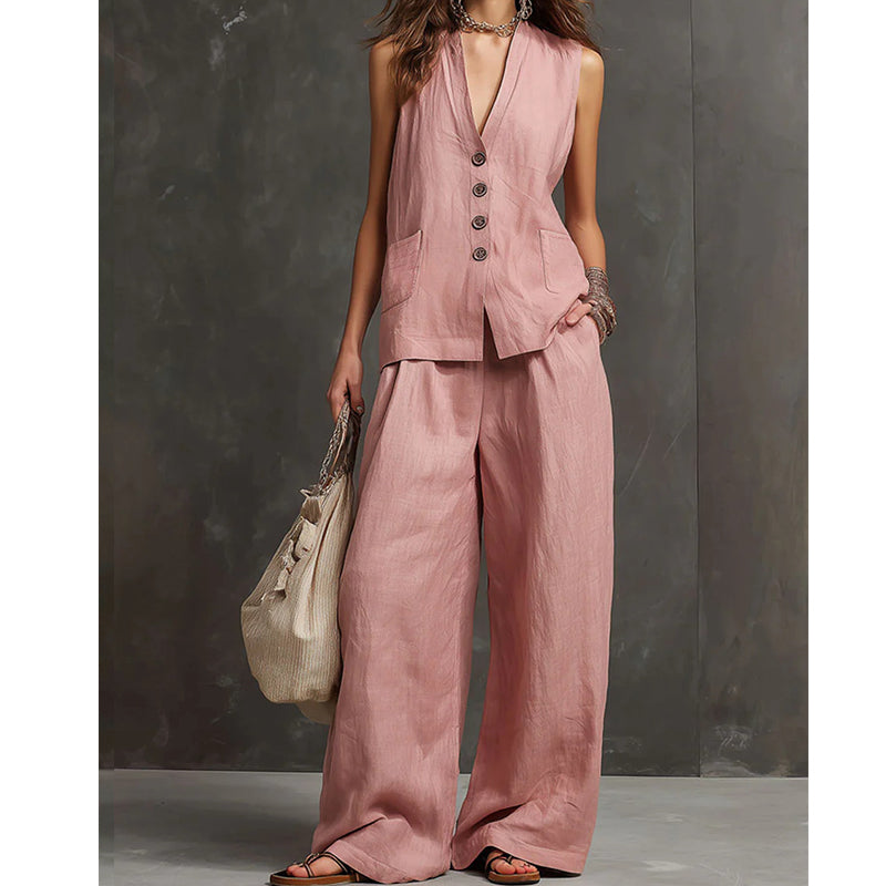 2-teiliges Set aus ärmellosem Top und Hose für Damen