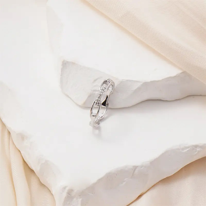 💍 50% RABATT! ✨ Offener Manschettenring mit Funkelnden Zirkonia-Steinen – Elegantes Design, Einstellbare Größe & Perfekt Für Jeden Anlass 💎
