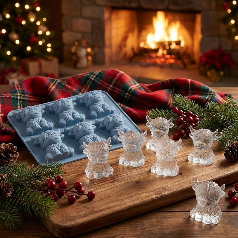 🐮 6-förmige Mini-Highland-Cow-Eiswürfel- & Dessertform 🧊🍪 Niedliche 3D-Eiswürfel für Getränke, Partys und Geschenke 💕