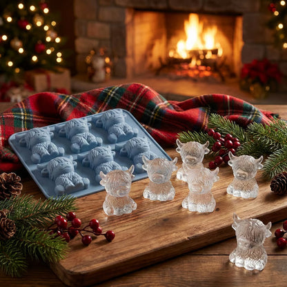 🐮 6-förmige Mini-Highland-Cow-Eiswürfel- & Dessertform 🧊🍪 Niedliche 3D-Eiswürfel für Getränke, Partys und Geschenke 💕