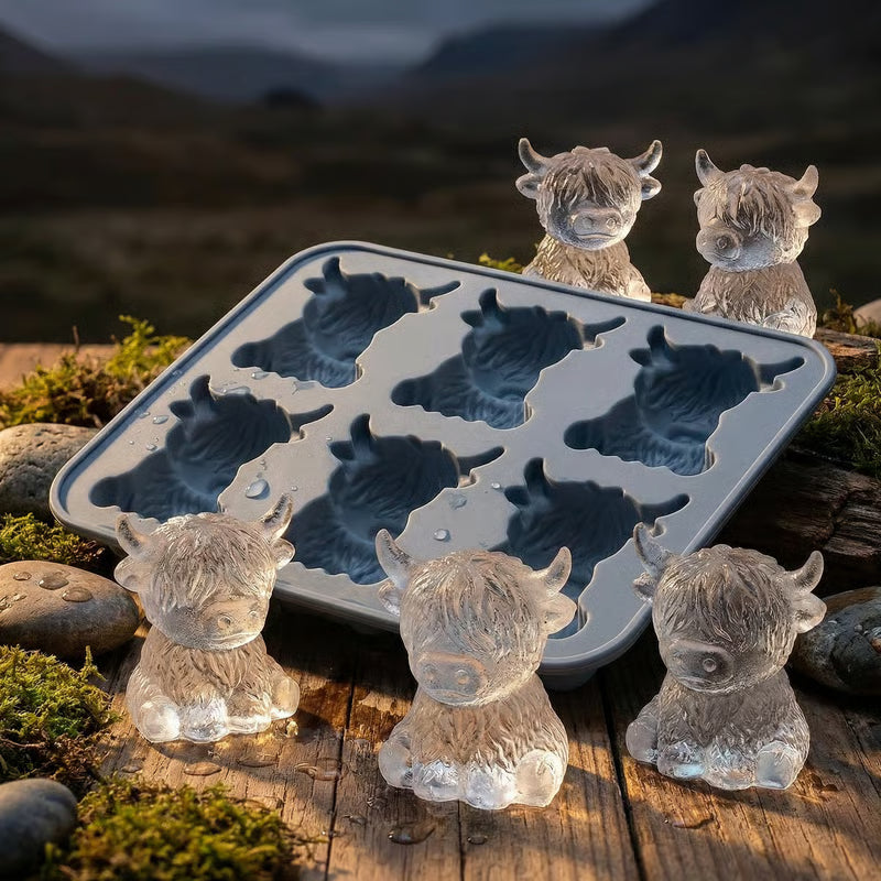 🐮 6-förmige Mini-Highland-Cow-Eiswürfel- & Dessertform 🧊🍪 Niedliche 3D-Eiswürfel für Getränke, Partys und Geschenke 💕