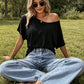 👚 LIMITIERTES ANGEBOT: 50% RABATT! 🌸 Off-Shoulder T-Shirt für Damen – Asymmetrischer Ausschnitt, Lässiger Oversize-Schnitt & Sommertrend ☀️