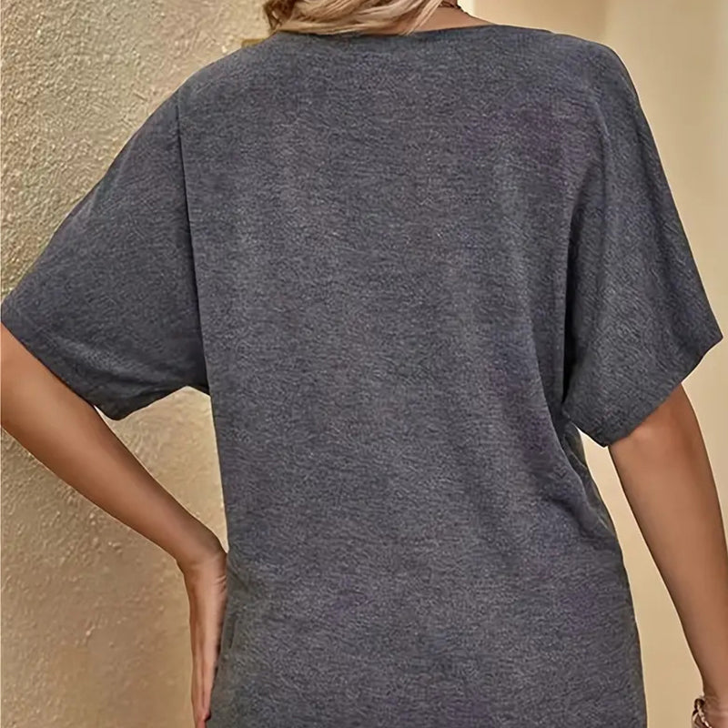 👚 LIMITIERTES ANGEBOT: 50% RABATT! 🌸 Off-Shoulder T-Shirt für Damen – Asymmetrischer Ausschnitt, Lässiger Oversize-Schnitt & Sommertrend ☀️