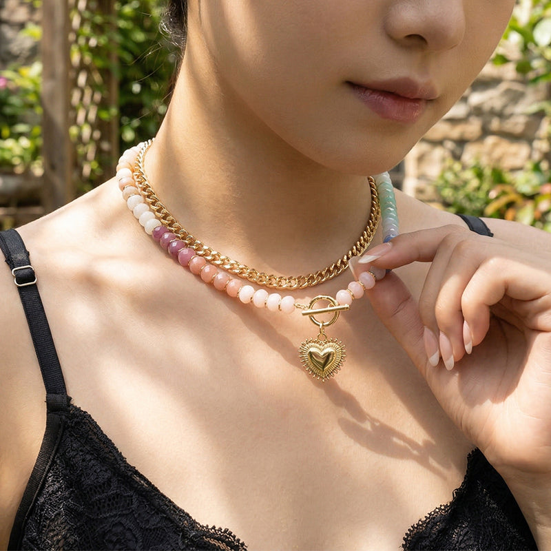 Boho-Regenbogenkette mit Perlen & Kette – bunt & leicht – für besondere Akzente🌈📿
