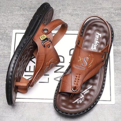 👞  Atmungsaktive Outdoor-Sandalen aus Weichem Leder in Übergrößen für Herren – Bequeme Passform, Rutschfeste Sohle & Ideal Für Lange Spaziergänge 🚶‍♂️
