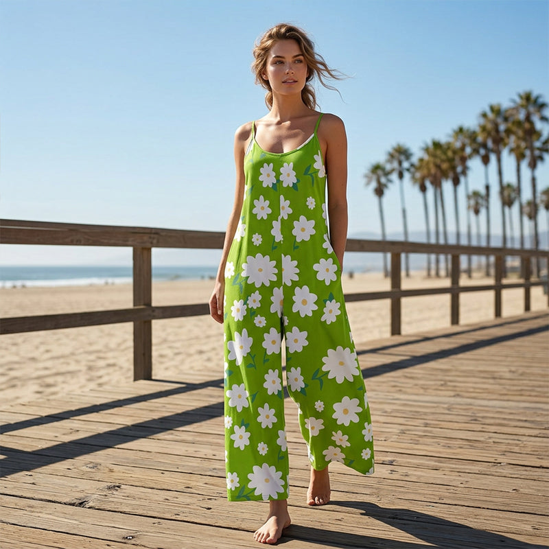👗 50% RABATT! 🌼 Damen Jumpsuit mit Blumenmuster & weitem Bein – Leicht, fließend & luftig – Perfekt für heiße Sommertage, Strandurlaub oder einen romantischen Look im Alltag – feminin und bequem ✨☀️
