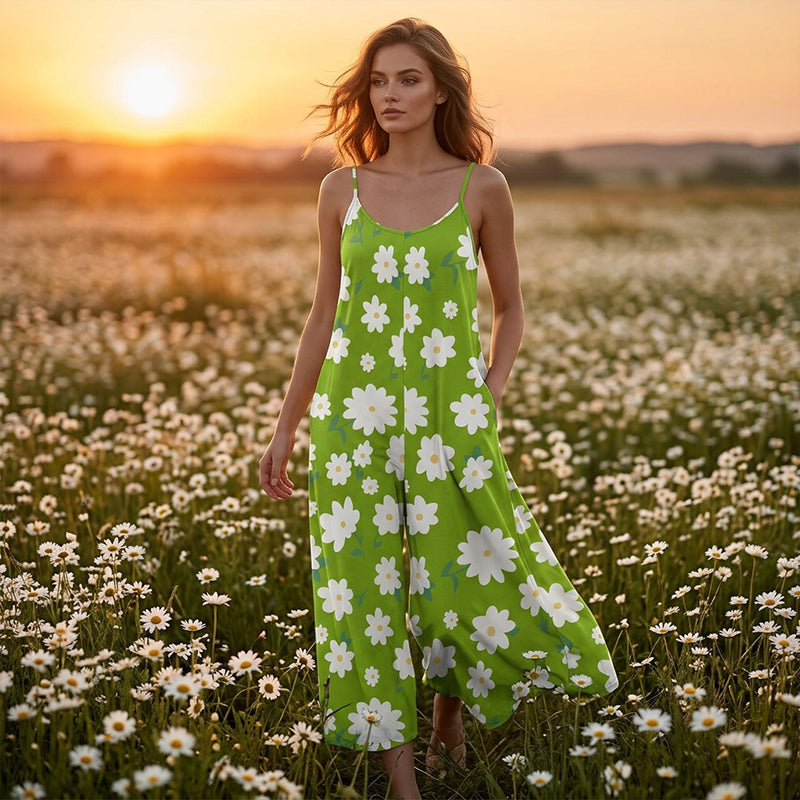 👗 50% RABATT! 🌼 Damen Jumpsuit mit Blumenmuster & weitem Bein – Leicht, fließend & luftig – Perfekt für heiße Sommertage, Strandurlaub oder einen romantischen Look im Alltag – feminin und bequem ✨☀️