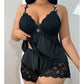 🥳HEISSER VERKAUF 2026🥳💞ÜBER 50.000 VERKAUFT!👗🌸Pyjama-Set aus Top und Shorts mit Spitzenbesatz – Weicher, satinartiger Stoff, verstellbare Träger und V-Ausschnitt.