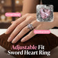 Vintage verstellbares Schwert-durchsticht-Herz-Ring-Set