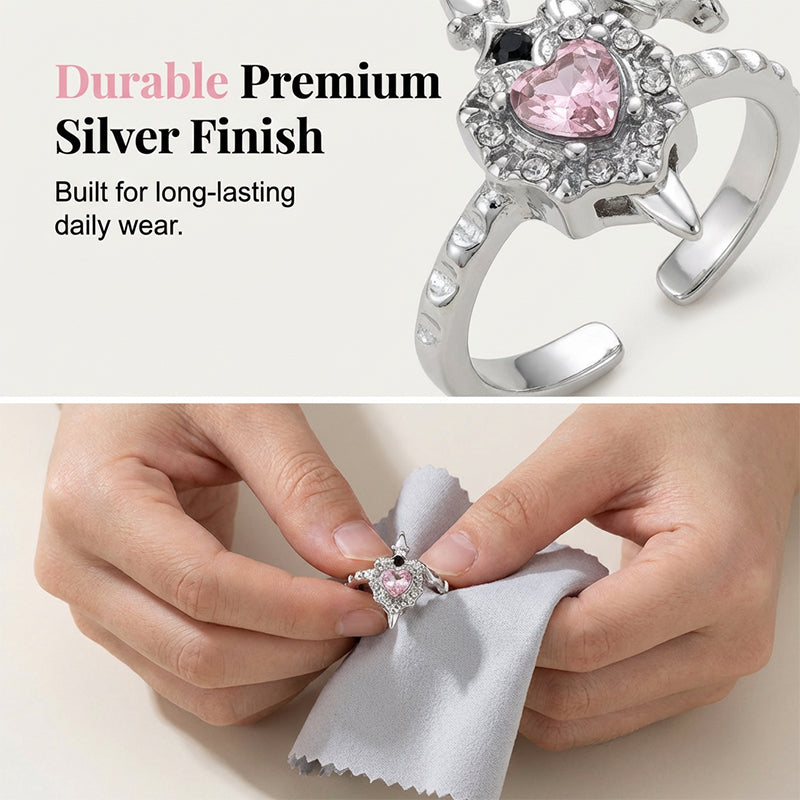 Vintage verstellbares Schwert-durchsticht-Herz-Ring-Set