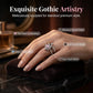 Vintage verstellbares Schwert-durchsticht-Herz-Ring-Set
