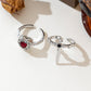 Vintage verstellbares Schwert-durchsticht-Herz-Ring-Set