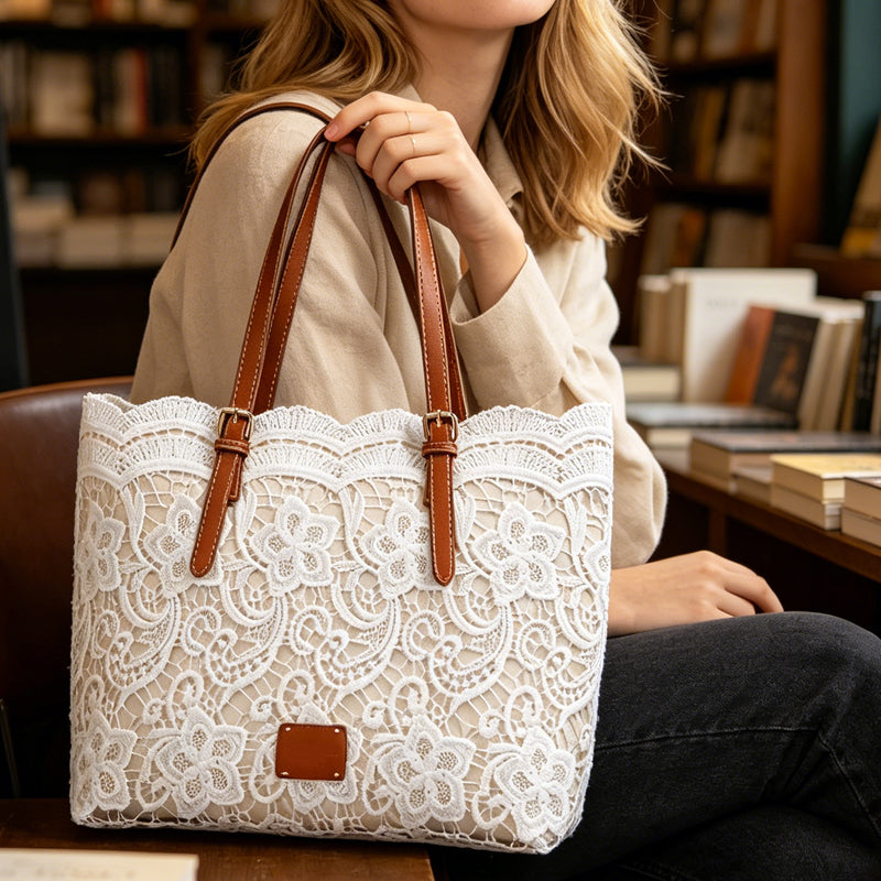 👜 50% RABATT! 👛 Elegante Spitzen-Tote-Bag mit Großem Fassungsvermögen – Stilvolles Design, Robuste Verarbeitung & Ideal Für Einkäufe, Strand & Alltag 🏖️