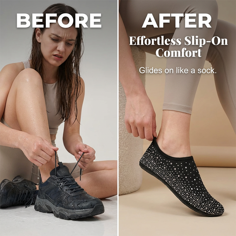 🎶Befristeter 56% Rabatt-Damen Badeschuhe mit Grip – Schnelltrocknend & Federleicht👟