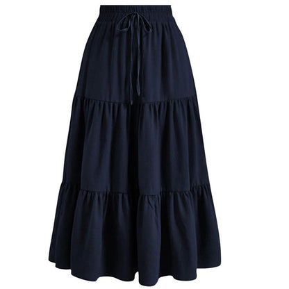 🌿50% Rabatt !! Damen Casual gestaffelter A-Linien-Maxirock mit Kordelzug-Taille