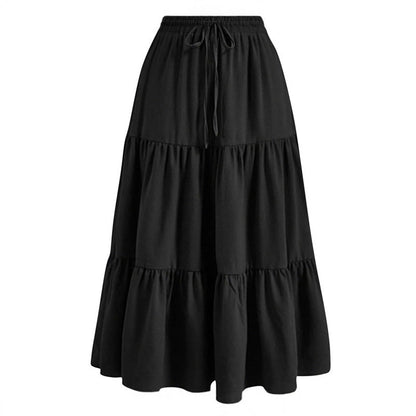 🌿50% Rabatt !! Damen Casual gestaffelter A-Linien-Maxirock mit Kordelzug-Taille