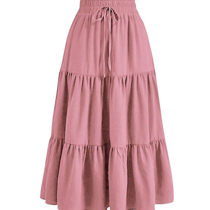 🌿50% Rabatt !! Damen Casual gestaffelter A-Linien-Maxirock mit Kordelzug-Taille