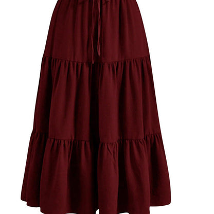 🌿50% Rabatt !! Damen Casual gestaffelter A-Linien-Maxirock mit Kordelzug-Taille