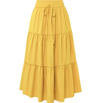 🌿50% Rabatt !! Damen Casual gestaffelter A-Linien-Maxirock mit Kordelzug-Taille