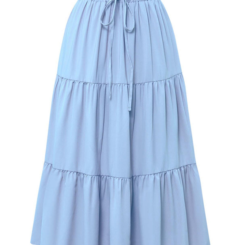 🌿50% Rabatt !! Damen Casual gestaffelter A-Linien-Maxirock mit Kordelzug-Taille