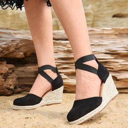 🌿50% Rabatt !! Geschlossene Espadrille-Keilabsatzsandalen für Damen