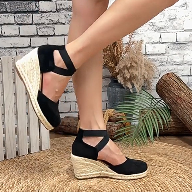 🌿50% Rabatt !! Geschlossene Espadrille-Keilabsatzsandalen für Damen