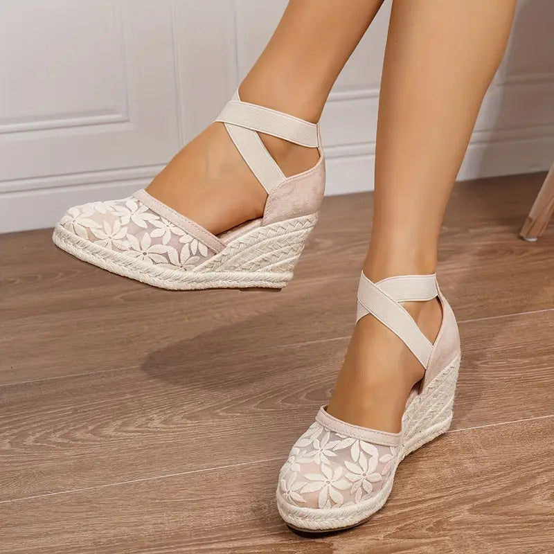 🌿50% Rabatt !! Geschlossene Espadrille-Keilabsatzsandalen für Damen