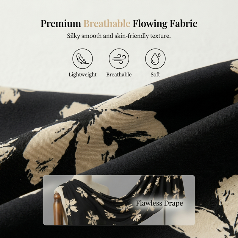 👗 50% RABATT! 🌺 Damen Freizeitkleid mit Print, V-Ausschnitt & Rüschen – Leichter Stoff, Romantischer Stil & Perfekt Für Warme Tage ☀️