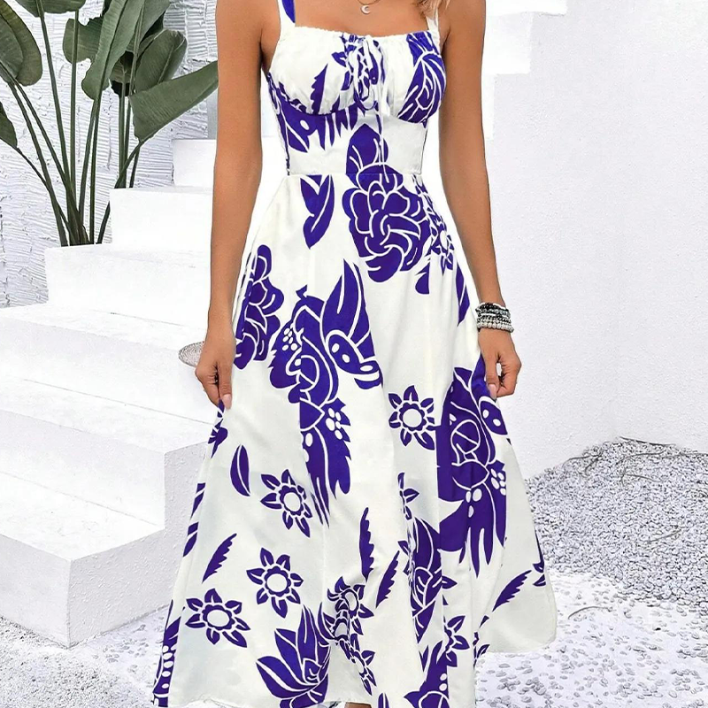 👗 50% RABATT! 🌺 Damenkleid mit Spaghettiträgern & Blumenmuster – Gesmocket, A-Linie, Leicht & Perfekt Für Einen Romantischen Sommerlook 🦋