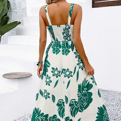 👗 50% RABATT! 🌺 Damenkleid mit Spaghettiträgern & Blumenmuster – Gesmocket, A-Linie, Leicht & Perfekt Für Einen Romantischen Sommerlook 🦋