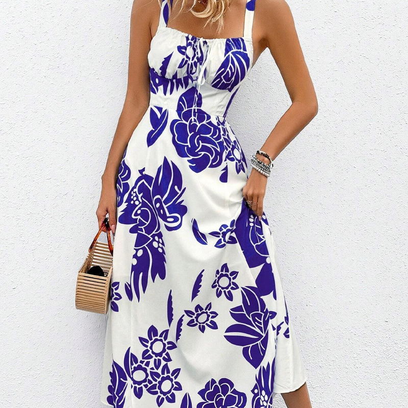 👗 50% RABATT! 🌺 Damenkleid mit Spaghettiträgern & Blumenmuster – Gesmocket, A-Linie, Leicht & Perfekt Für Einen Romantischen Sommerlook 🦋