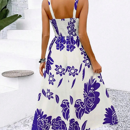 👗 50% RABATT! 🌺 Damenkleid mit Spaghettiträgern & Blumenmuster – Gesmocket, A-Linie, Leicht & Perfekt Für Einen Romantischen Sommerlook 🦋