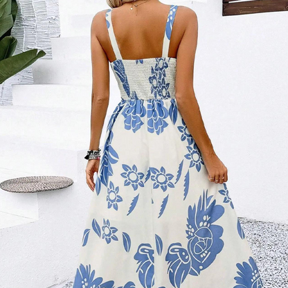👗 50% RABATT! 🌺 Damenkleid mit Spaghettiträgern & Blumenmuster – Gesmocket, A-Linie, Leicht & Perfekt Für Einen Romantischen Sommerlook 🦋