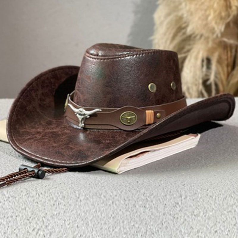 🏆  50% Rabatt !! ✨Vintage-Cowboyhut mit breiter Krempe und Riemen
