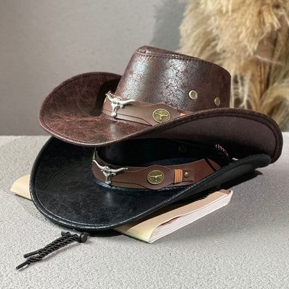 🏆  50% Rabatt !! ✨Vintage-Cowboyhut mit breiter Krempe und Riemen