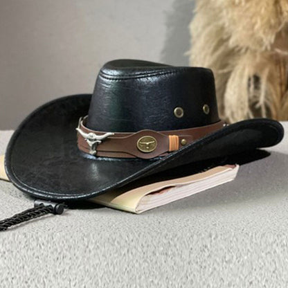 🏆  50% Rabatt !! ✨Vintage-Cowboyhut mit breiter Krempe und Riemen
