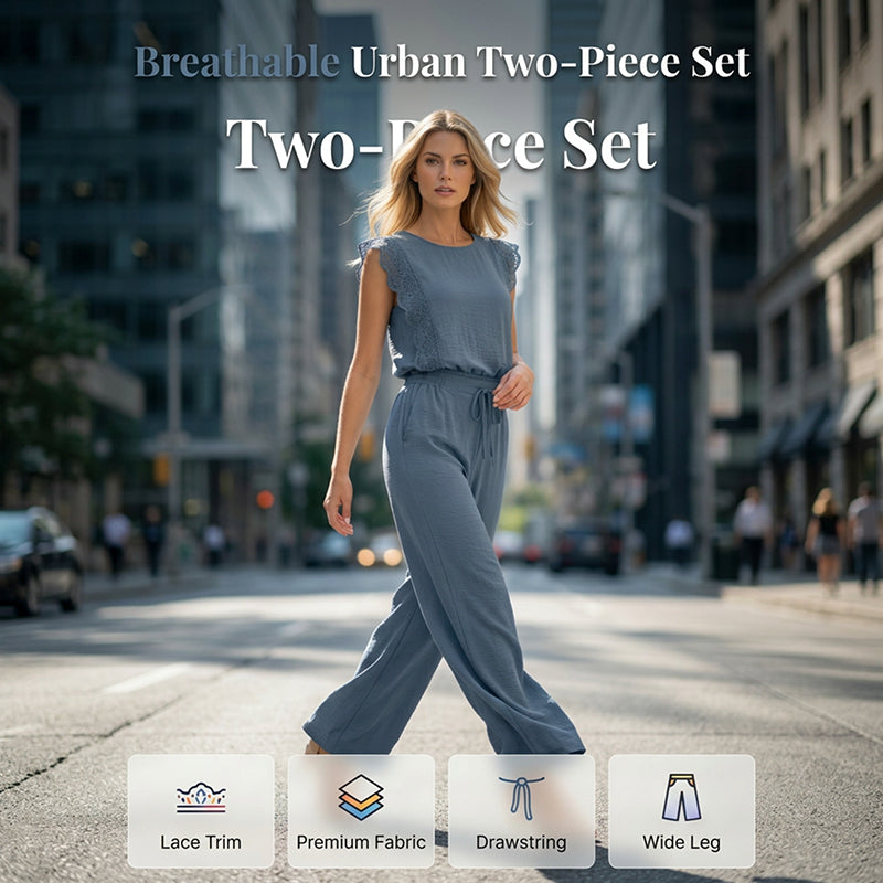 🌿50% Rabatt !!☁️ Damen ärmelloses Top und weite Hosen Set